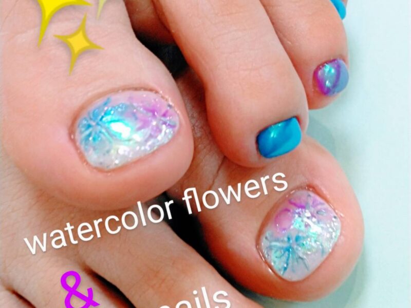 水彩画のようなお花とオーロラの輝き✨